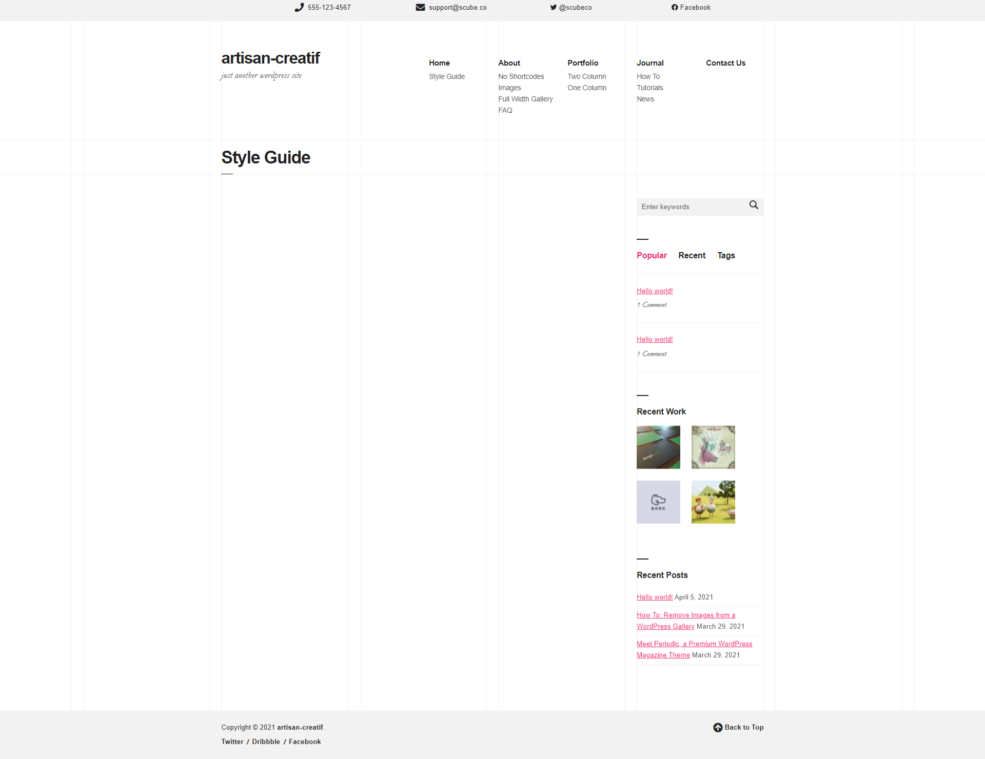 Artisan Creatif WordPress Theme Documentation